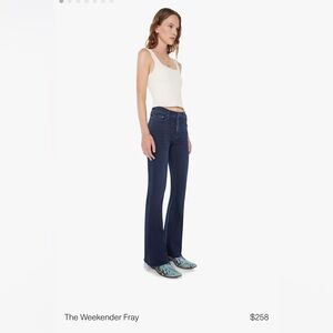 Mother Jeans The Weekender Fray Women's Dark Blue Flare Jeans